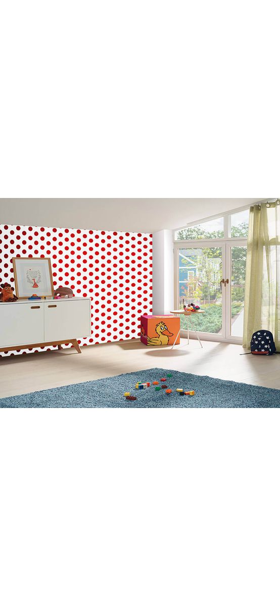 Tapet alb cu buline roşii DieMaus 0521340