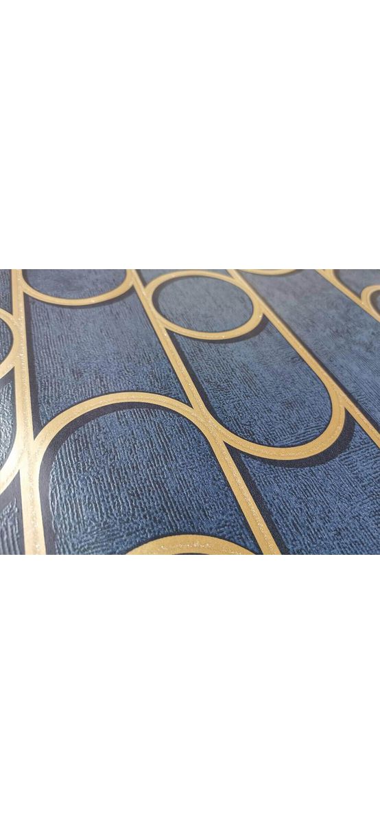 Tapet modern albastru, Ugepa, model geometric auriu, Galactik M24001