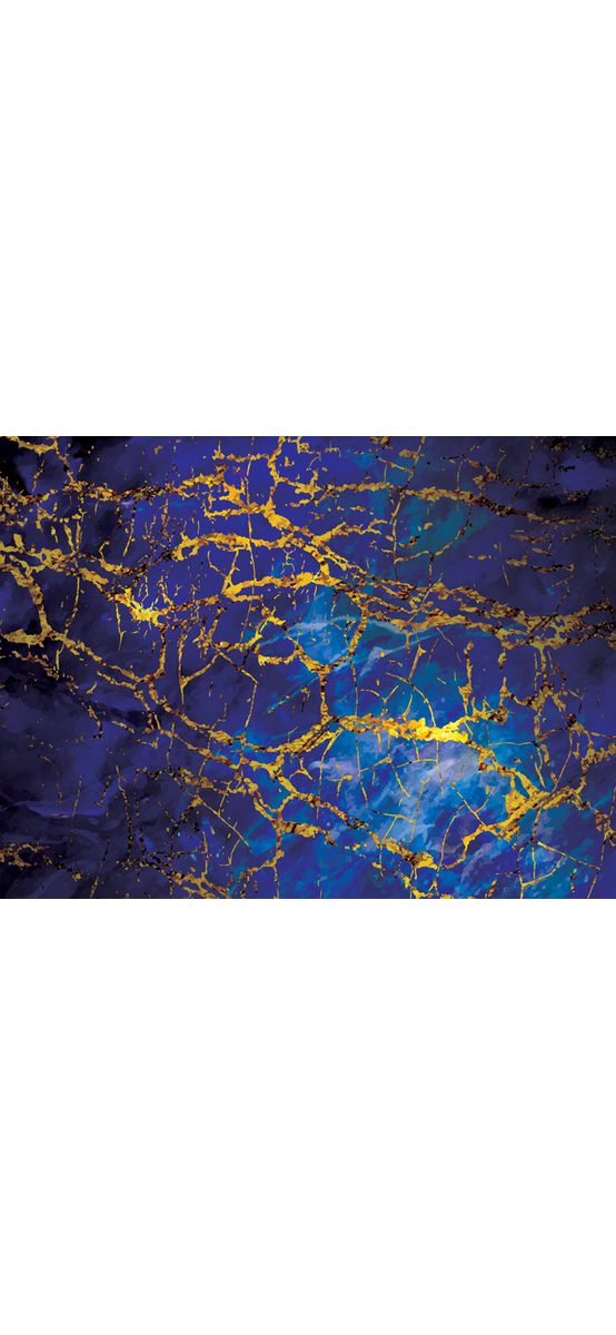Fototapet cu model abstract Blue Marble, imitaţie marmură albastră cu detalii bej aurii, 368x254cm