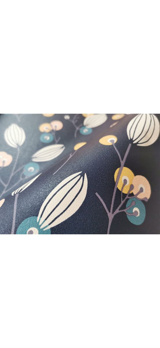 Tapet floral, albastru închis, Home Design 463088