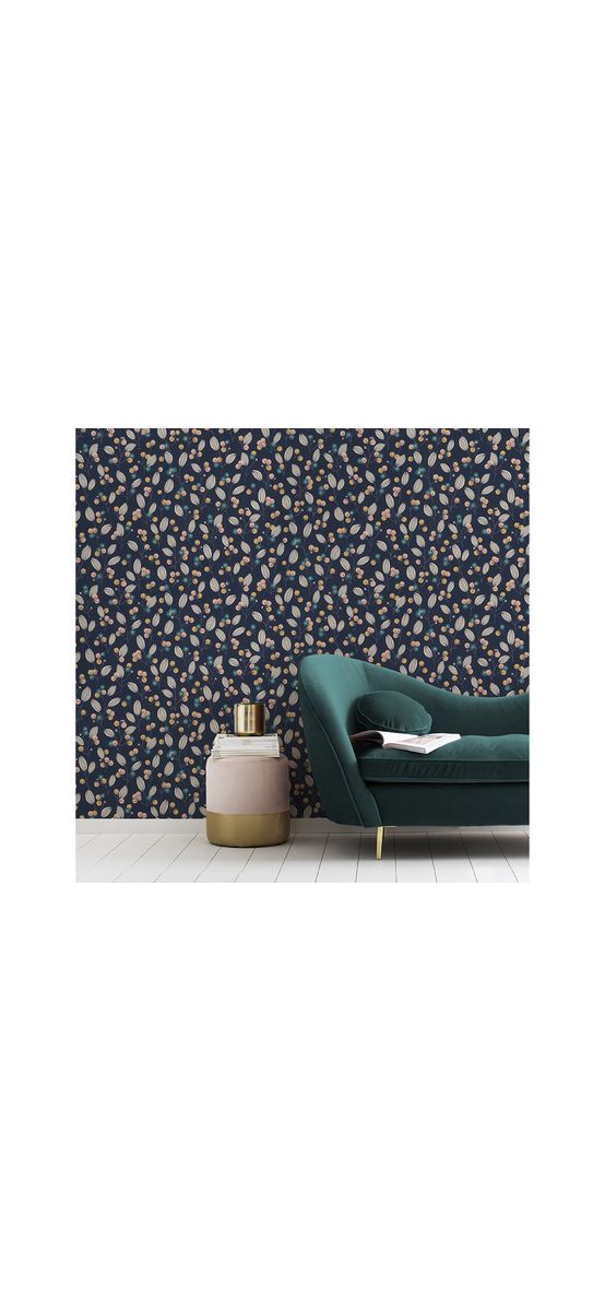 Tapet floral, albastru închis, Home Design 463088