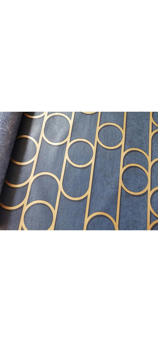 Tapet modern albastru, Ugepa, model geometric auriu, Galactik M24001