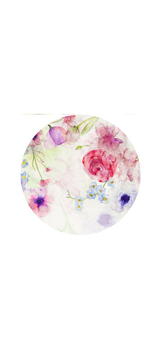 Fototapet floral autoadeziv, Komar Floret, în nuanţe pastel, rotund, 125 cm diametru