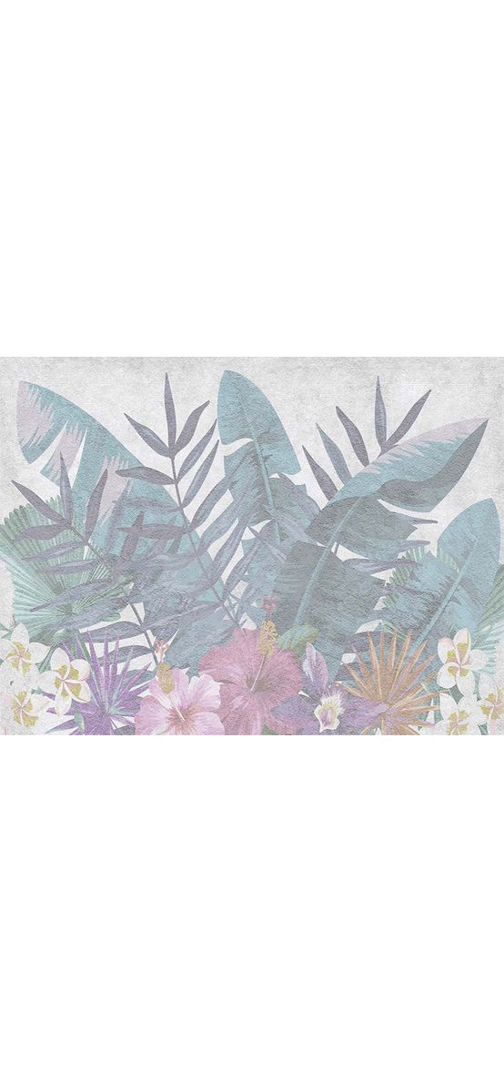 Tapet baie Tropical Leaves, plante exotice pastel, material Brush cu Water System rezistent la apă