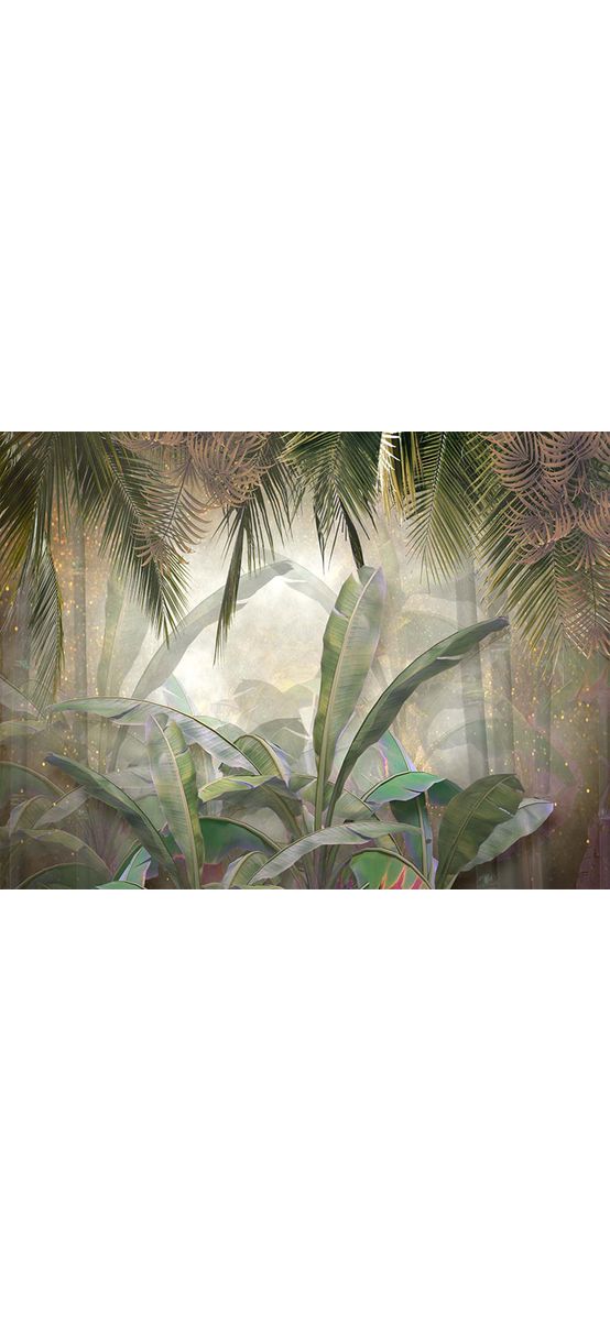 Tapet baie Charm of the Tropics, decor cu plante exotice, material Brush cu Water System rezistent la apă