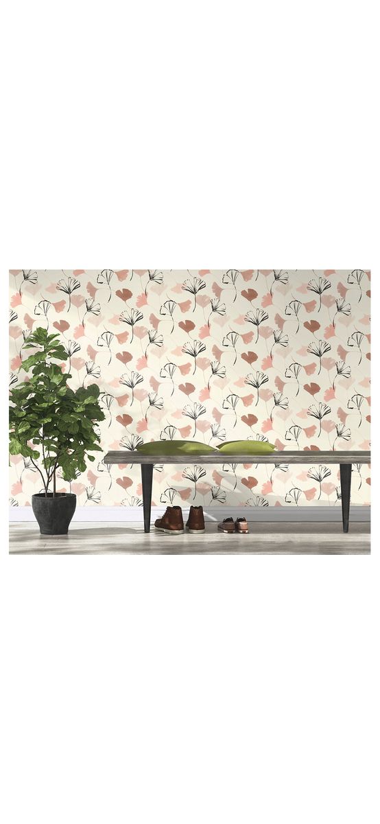 Tapet alb cu frunze bej watercolor, Rasch 690118