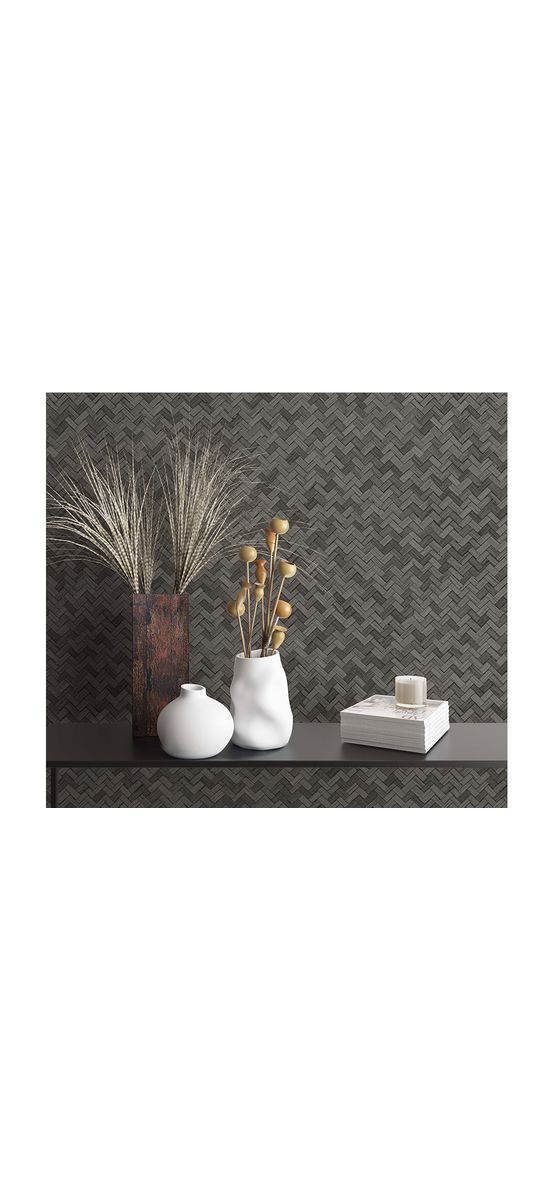 Tapet gri închis cu model geometric, Marburg Botanica 33310
