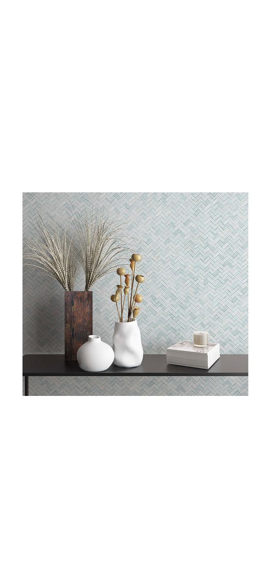 Tapet bleu pastel cu model geometric, Marburg Botanica 33312