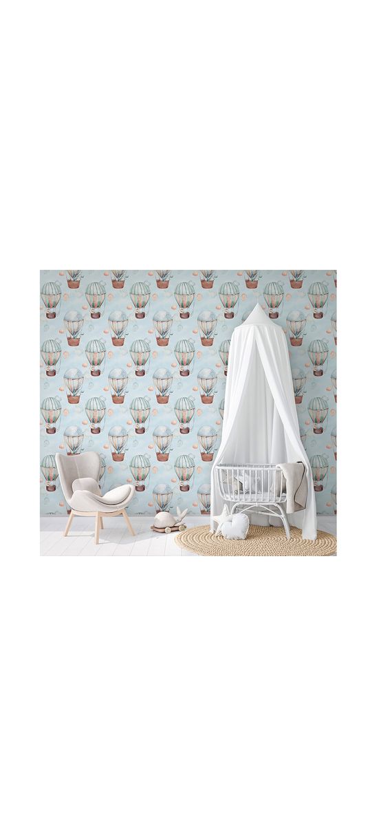 Tapet cameră copii, bleu cu model baloane în zbor, Marburg Little Adventures 45863