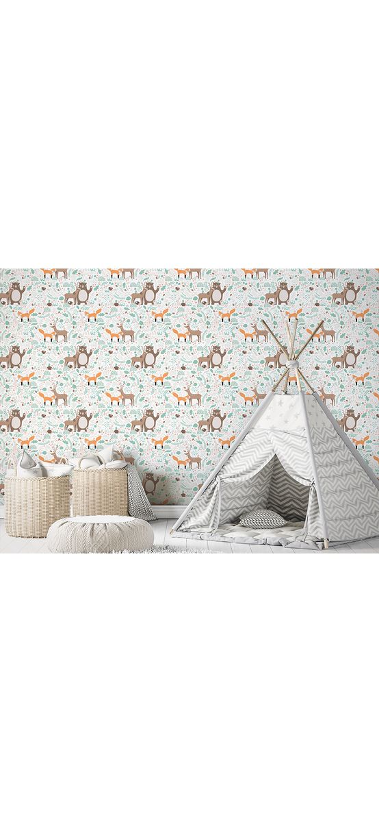Tapet cameră copii, alb cu model animale, Marburg Little Adventures 45872