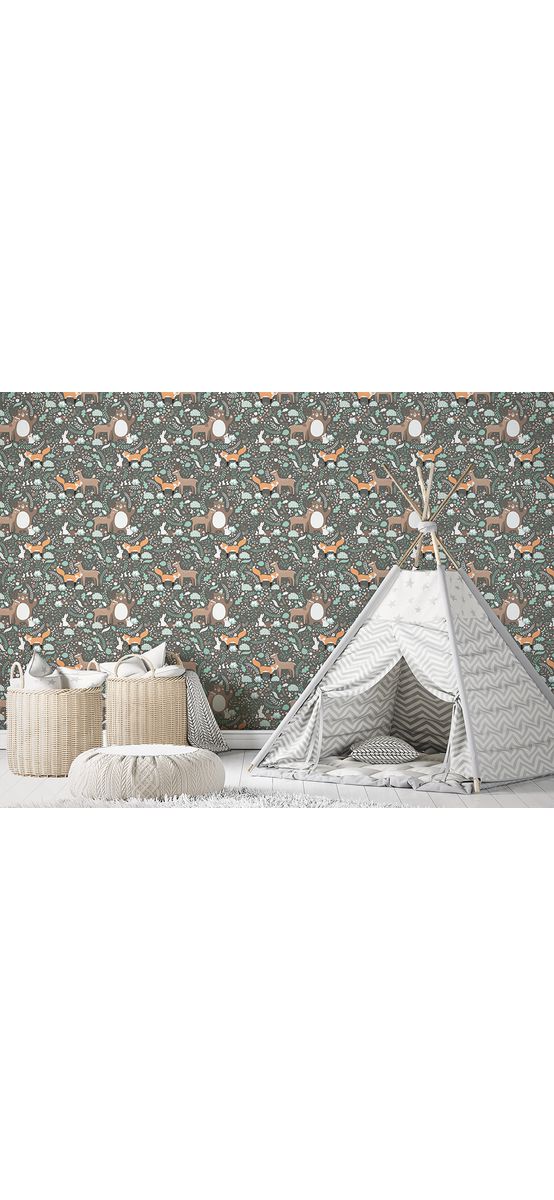 Tapet cameră copii, gri cu model animale, Marburg Little Adventures 45870