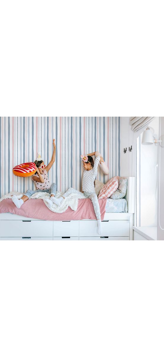 Tapet cameră copii, alb cu dungi pastel, Marburg Little Adventures 45833