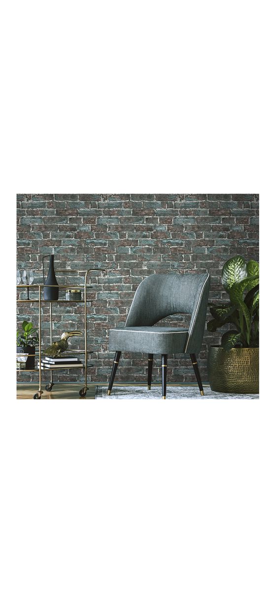 Tapet imitaţie cărămidă gri cu o tentă verde, Erismann Imitations 631818