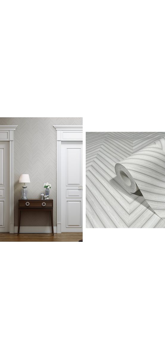 Tapet chevron textură lemn gri deschis, Marburg Travertino 33375, vlies extralavabil
