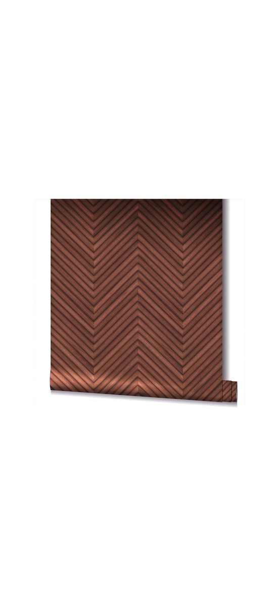 Tapet chevron textură lemn maro roşcat, Marburg Travertino 33379, vlies extralavabil