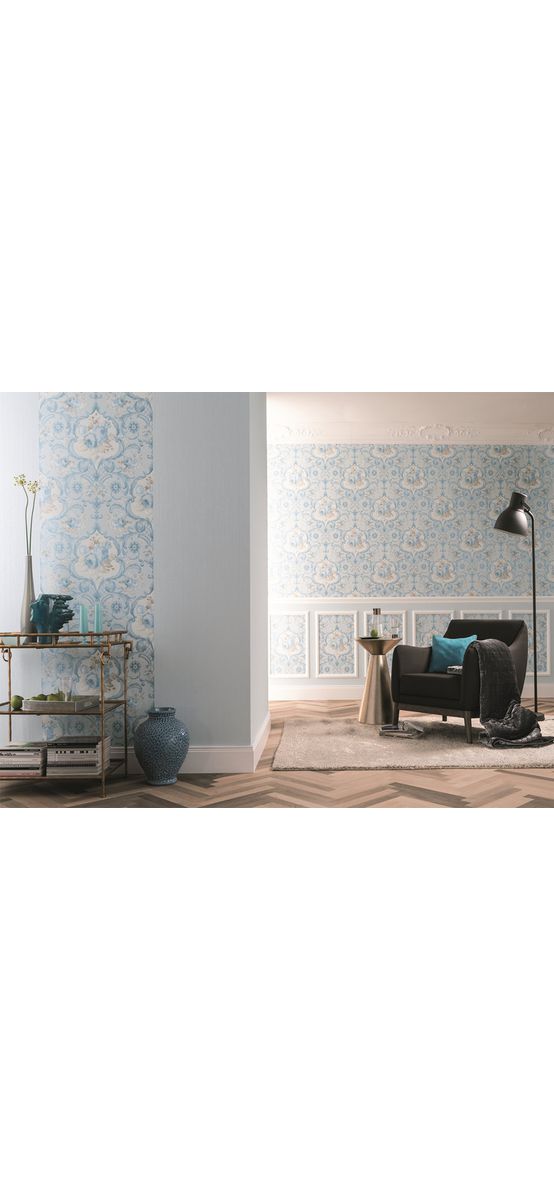 Tapet clasic, cu model floral bleu, Marburg Opulence Classic 58267