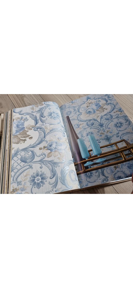 Tapet clasic, cu model floral bleu, Marburg Opulence Classic 58267