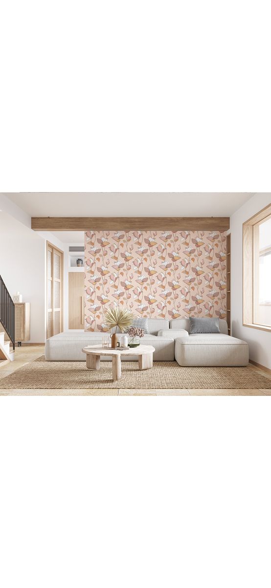 Tapet bej cu flori mari, Marburg Kyoto 47471, vlies, rolă de 5mp