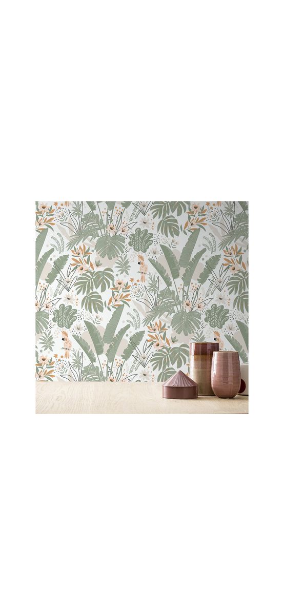 Tapet decor tropical verde pastel, Rasch 460674