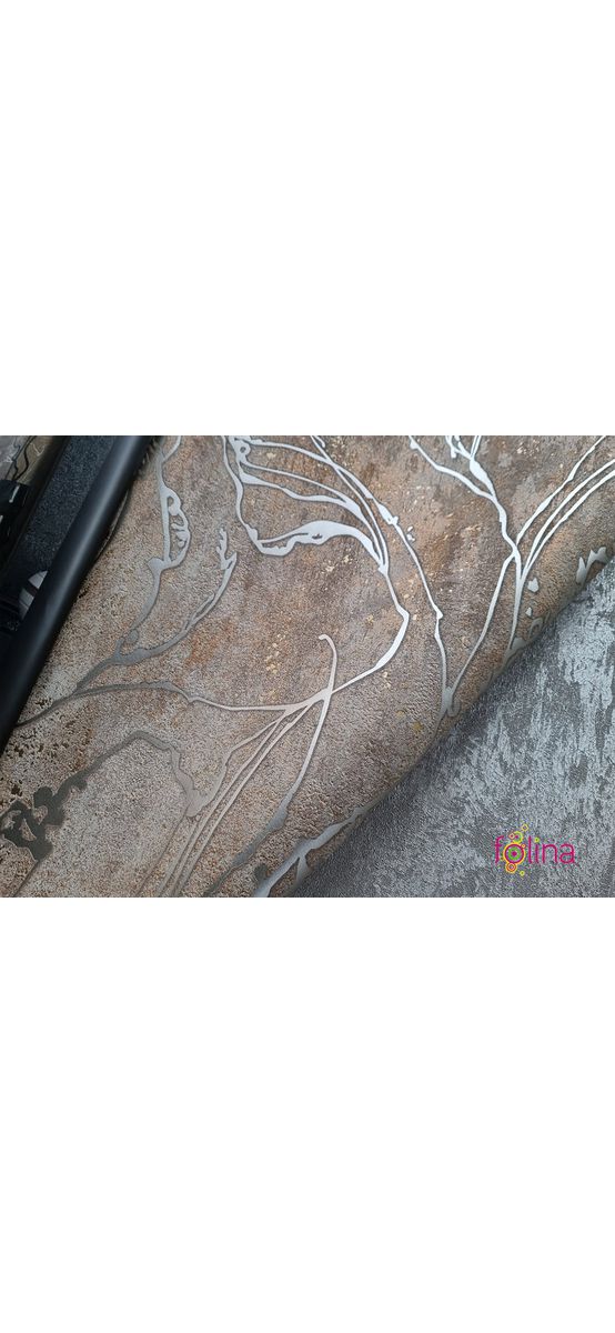 Tapet maro deschis cu model abstract argintiu, Marburg City Glow 34255