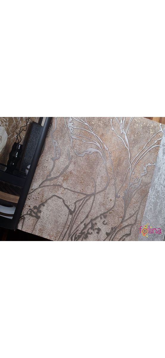 Tapet maro deschis cu model abstract argintiu, Marburg City Glow 34255
