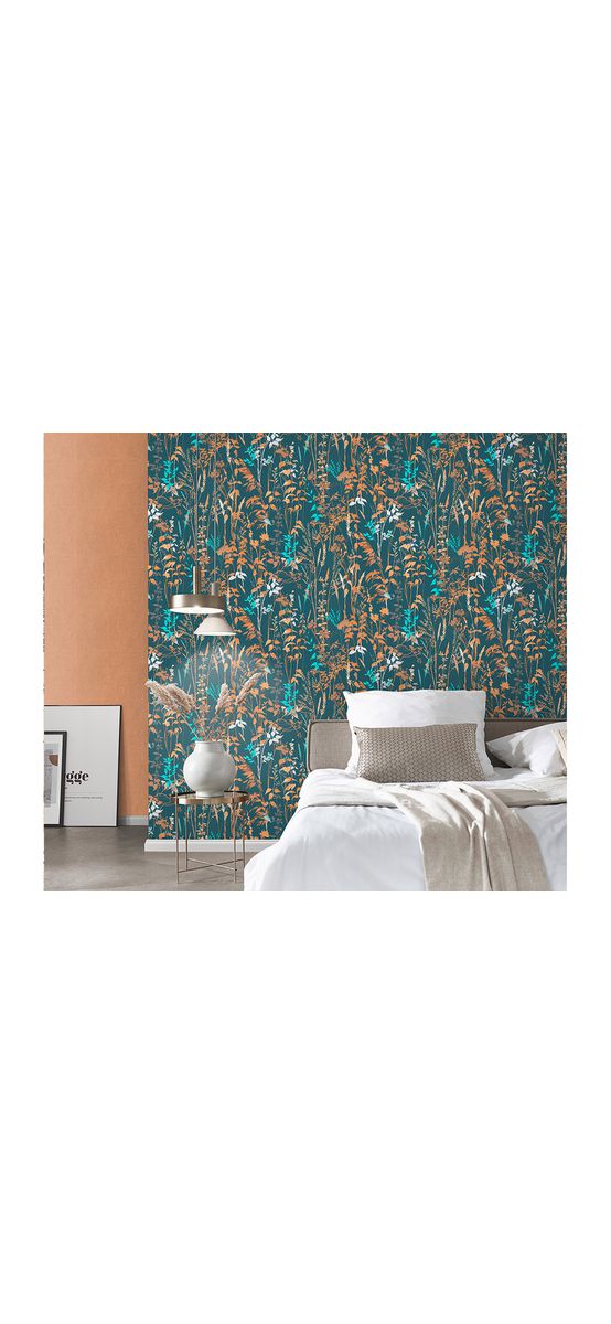 Tapet bleumarine cu imprimeu floral, Erismann Casual Chic 1025808