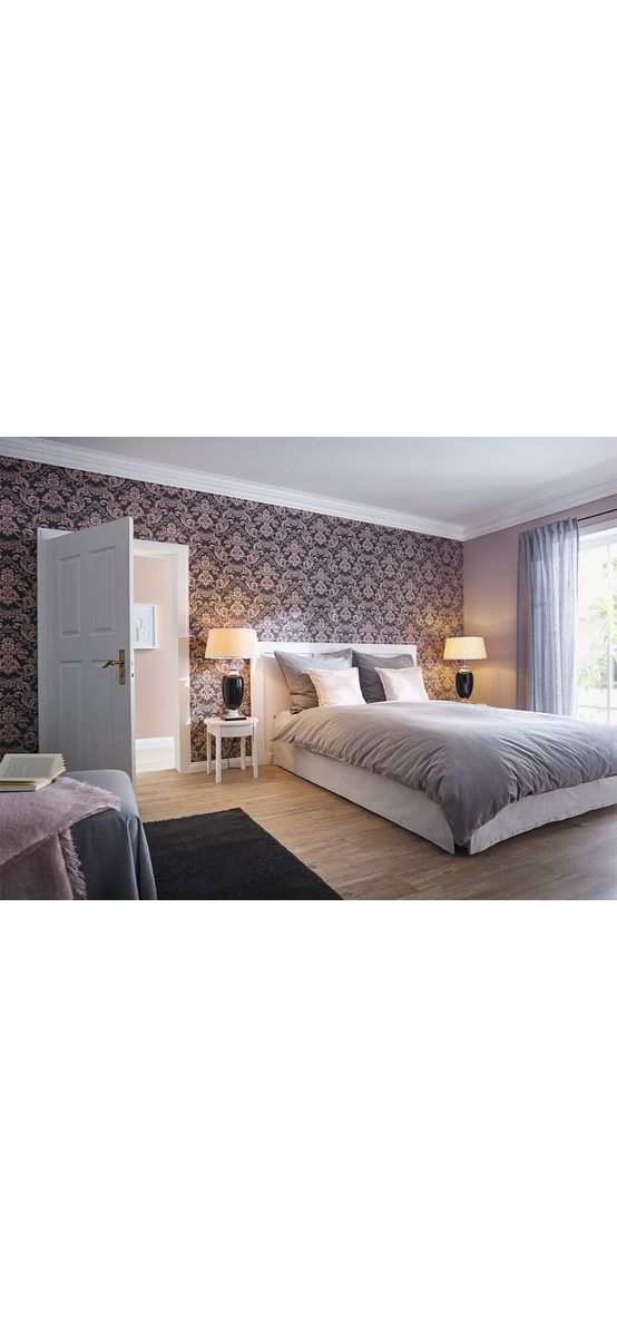 Tapet clasic gri şi roz, Rasch 570649