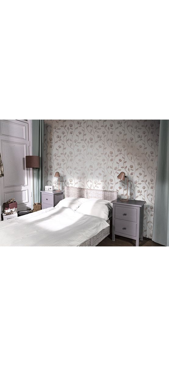 Tapet gri deschis cu flori mari maro, Marburg Up to date 34801, vlies extralavabil