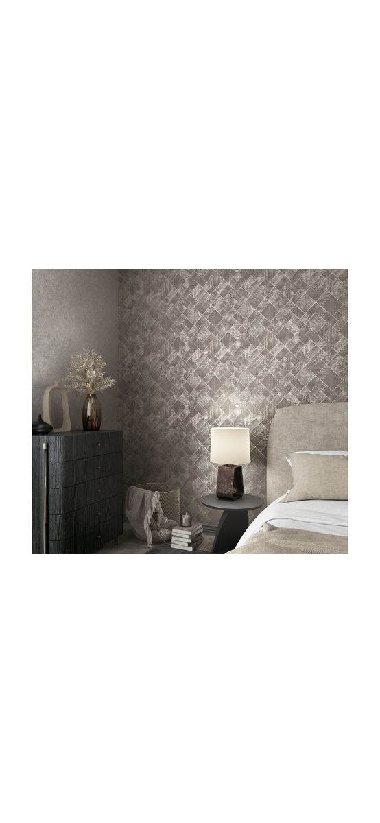Tapet taupe, Marburg Ritus 35511, model geometric, aspect sidefat, vlies, rolă de 0.53x10 metri