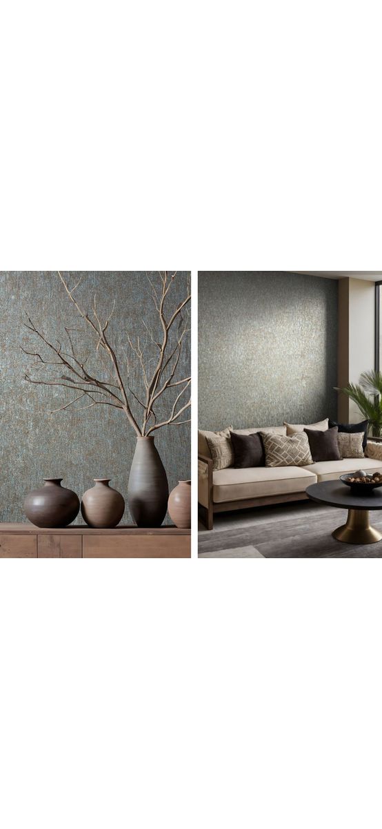 Tapet imitație decorativă turcoaz cu detalii maro, Marburg Ritus 35526, textură sidefată, vlies, rolă de 0.53x10 metri