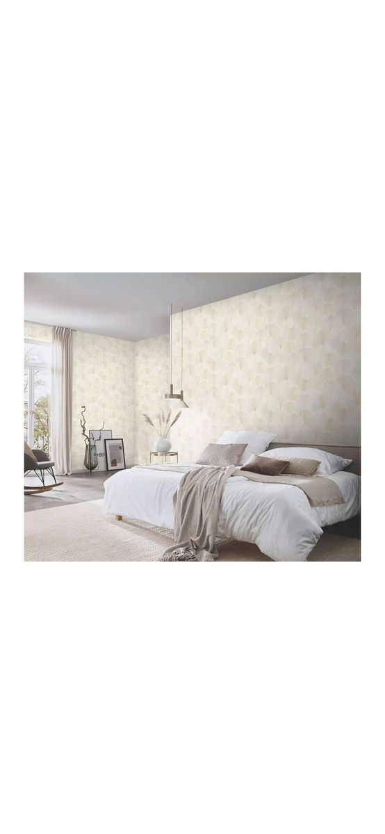 Tapet crem cu frunze de ginkgo, texturat, Erismann Elysium 1047014, rolă de 0.53x10 metri