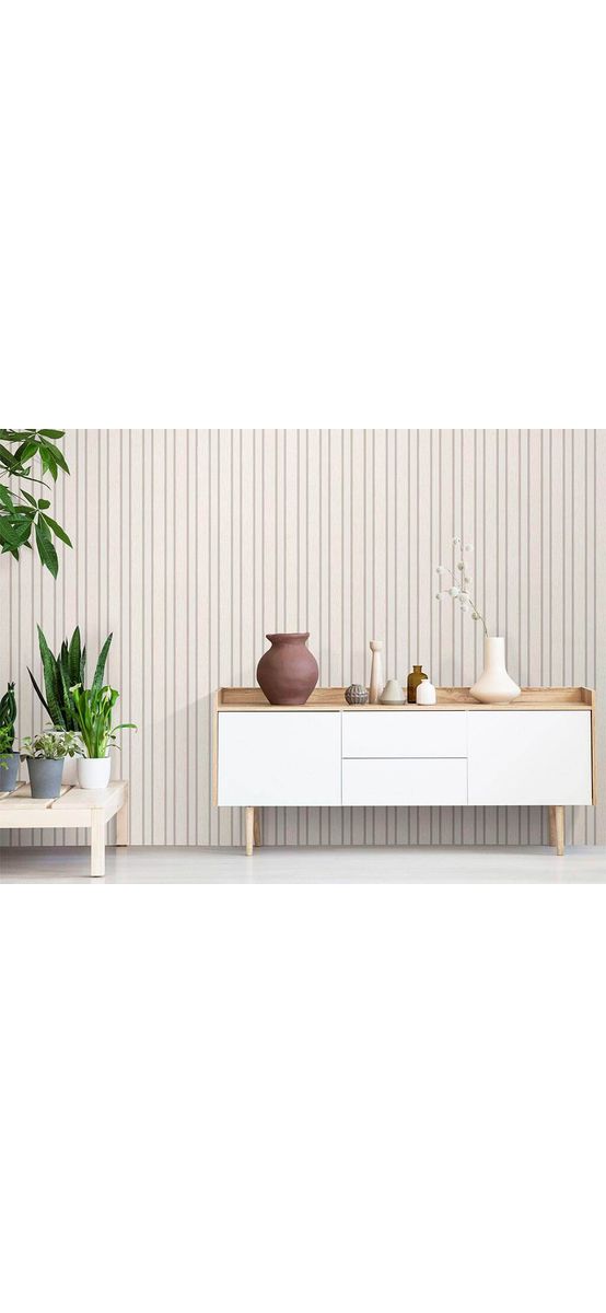 Tapet modern alb cu dungi gri argintiu, Spotlight 1010331