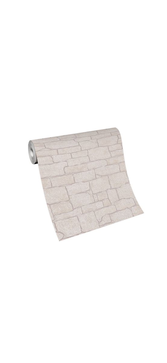 Tapet imitaţie zid piatră crem cu sclipici argintiu, Erismann Imitations 1009102