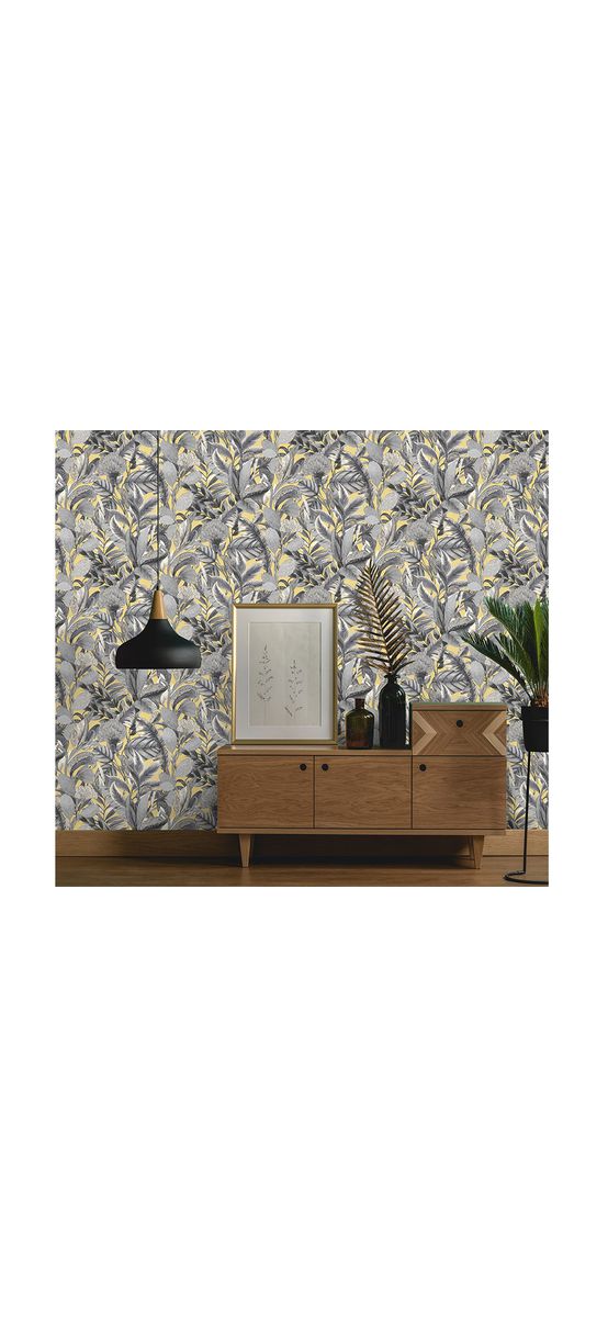 Tapet floral gri pe fundal bej, Erismann Elle decoration 1020215