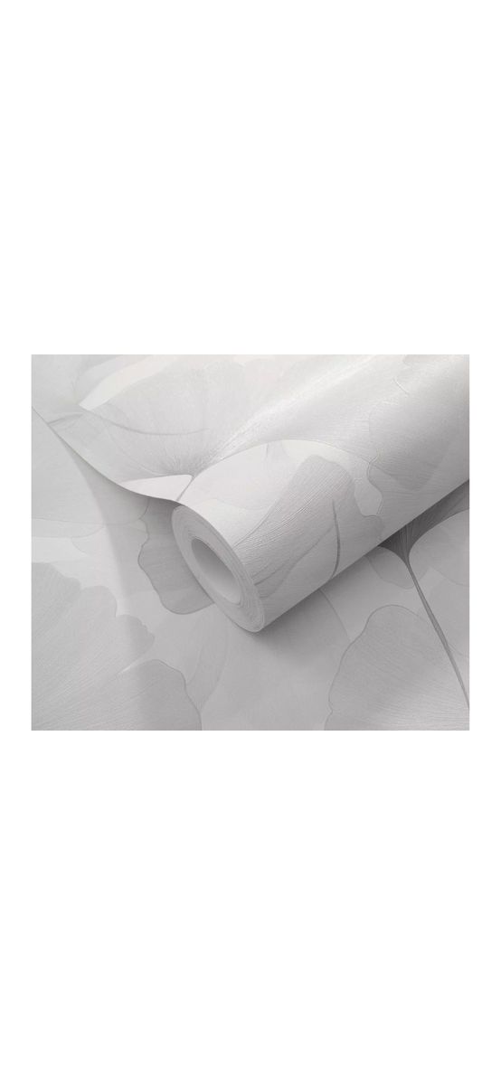 Tapet dormitor, Erismann Elysium 1047031, alb cu frunze gri deschis, aspect sidefat, vlies, rolă de 0.53x10 metri