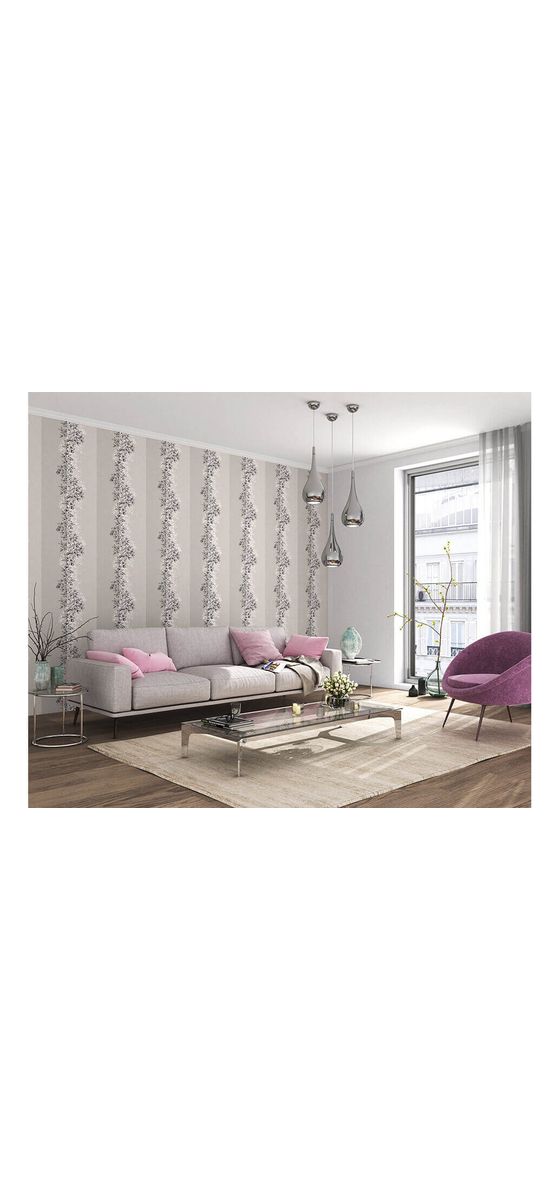 Tapet floral, Erismann, bordură decorativă gri, Profi Selection 647110