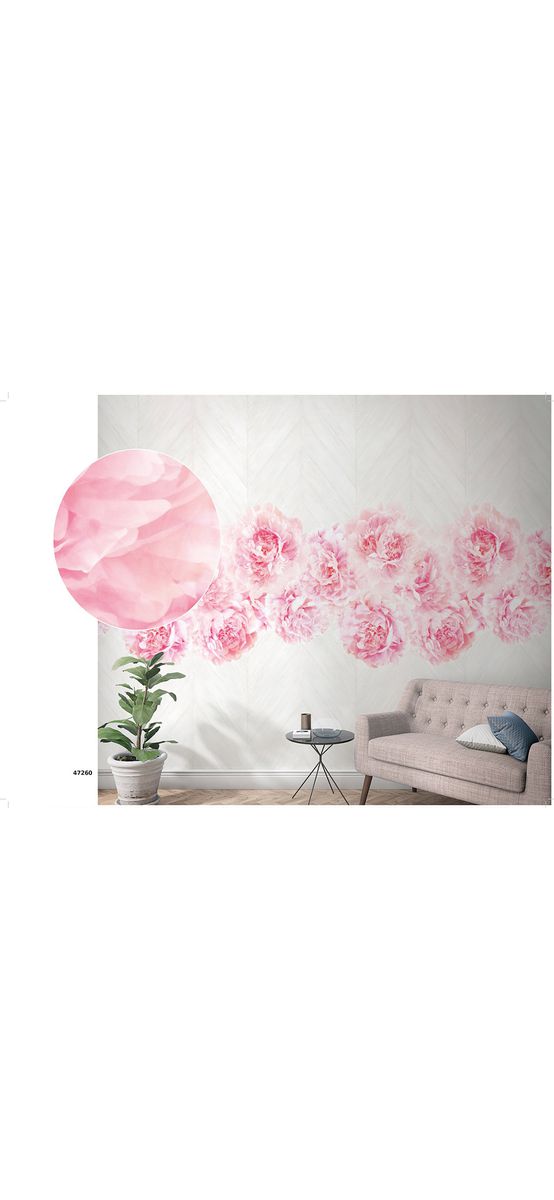 Fototapet floral roz, Marburg 47260, pe suport vlies, 159x270 cm