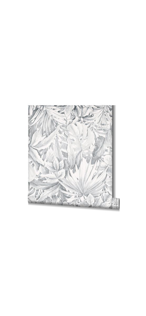 Tapet cu model frunze gri deschis, Marburg Botanica 33308