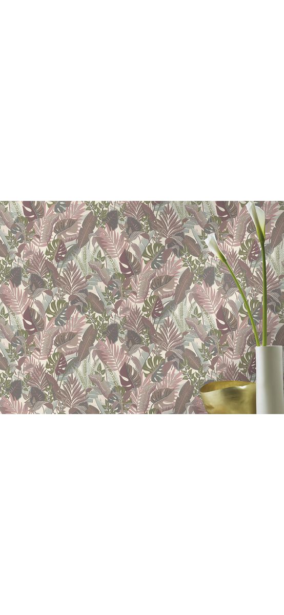 Tapet cu model frunze taupe, Rasch 687859