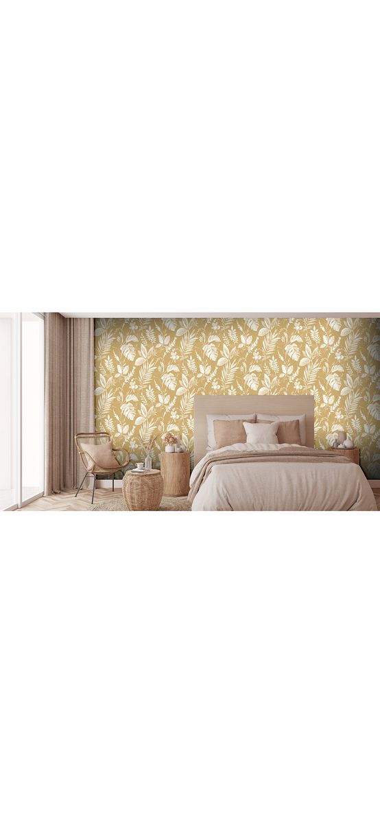 Tapet floral galben muştar, Ugepa Eden L98902