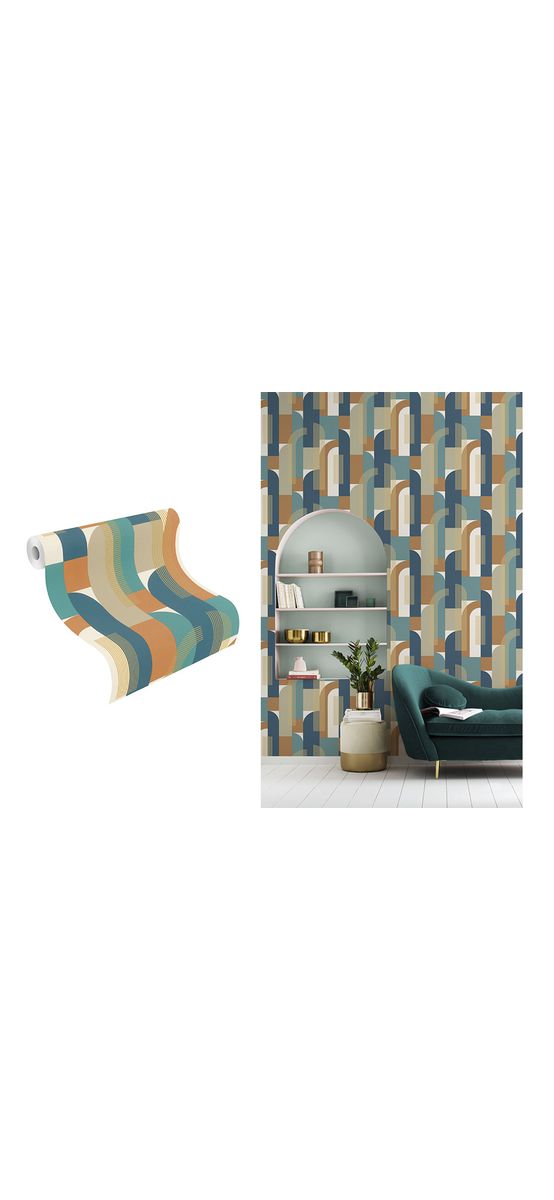 Tapet cu model geometric colorat, Rasch 480016