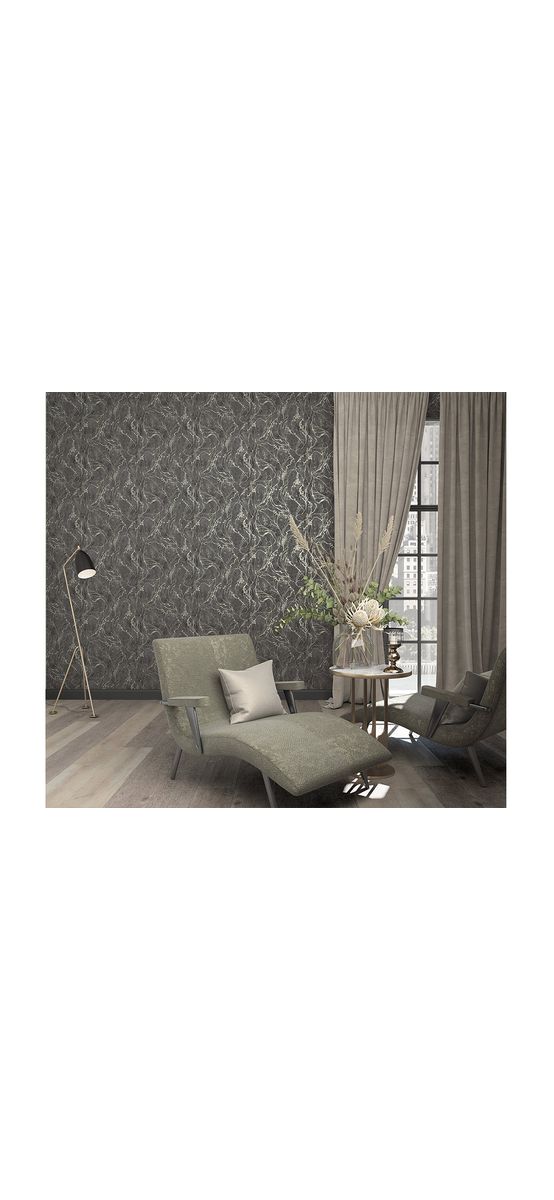 Tapet gri închis cu model abstract argintiu, Marburg City Glow 34257
