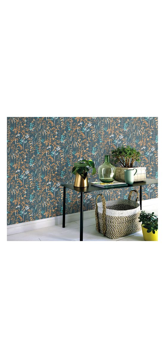 Tapet bleumarine cu imprimeu floral, Erismann Casual Chic 1025808