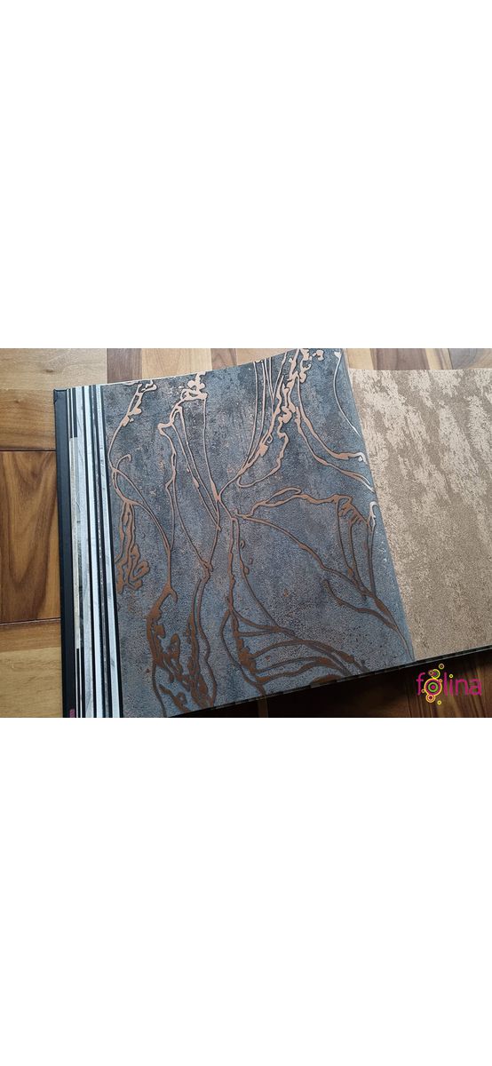 Tapet gri închis cu model abstract bronz, Marburg City Glow 34256