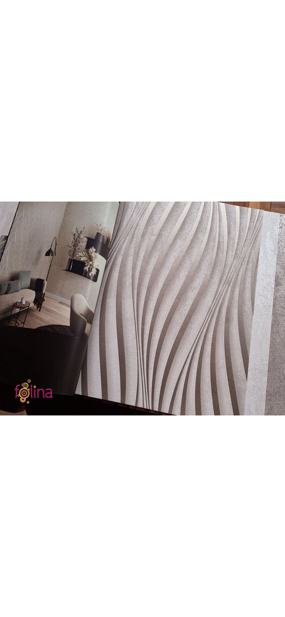Tapet ivoire cu model dungi şerpuite argintii, Marburg City Glow 34259
