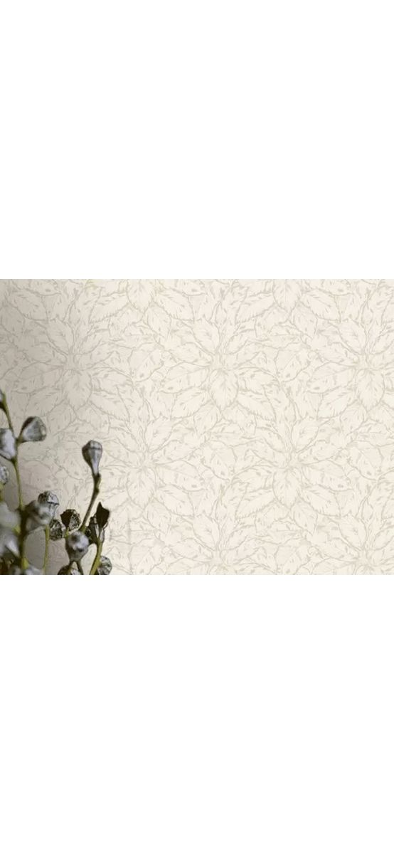 Tapet alb cu model frunze, aspect sidefat, Grandeco JF3903
