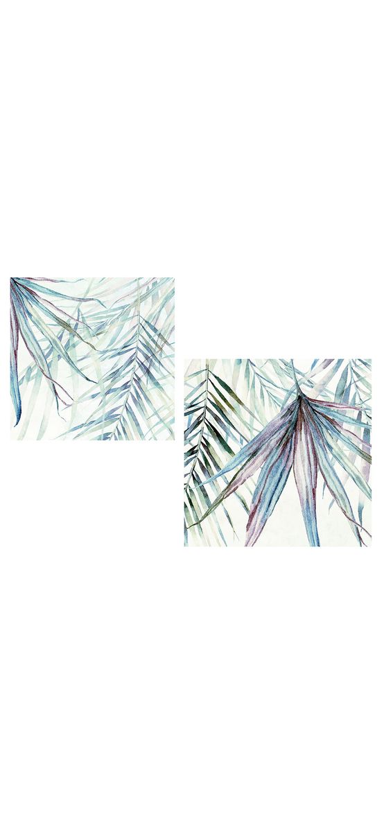 Fototapet alb cu frunze tropicale, Komar Palm Spring, 350x250 cm, vlies lavabil, adeziv inclus
