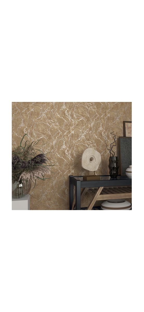 Tapet maro deschis cu model abstract argintiu, Marburg City Glow 34255