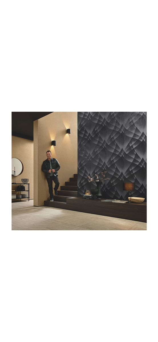 Tapet gri închis cu model geometric, Erismann GMK4 1037415, vlies extralavabil