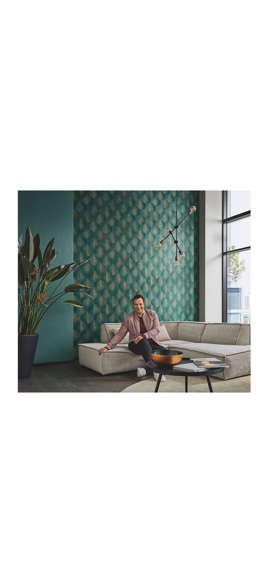Tapet verde cu model geometric, Erismann GMK4 1037019, vlies extralavabil